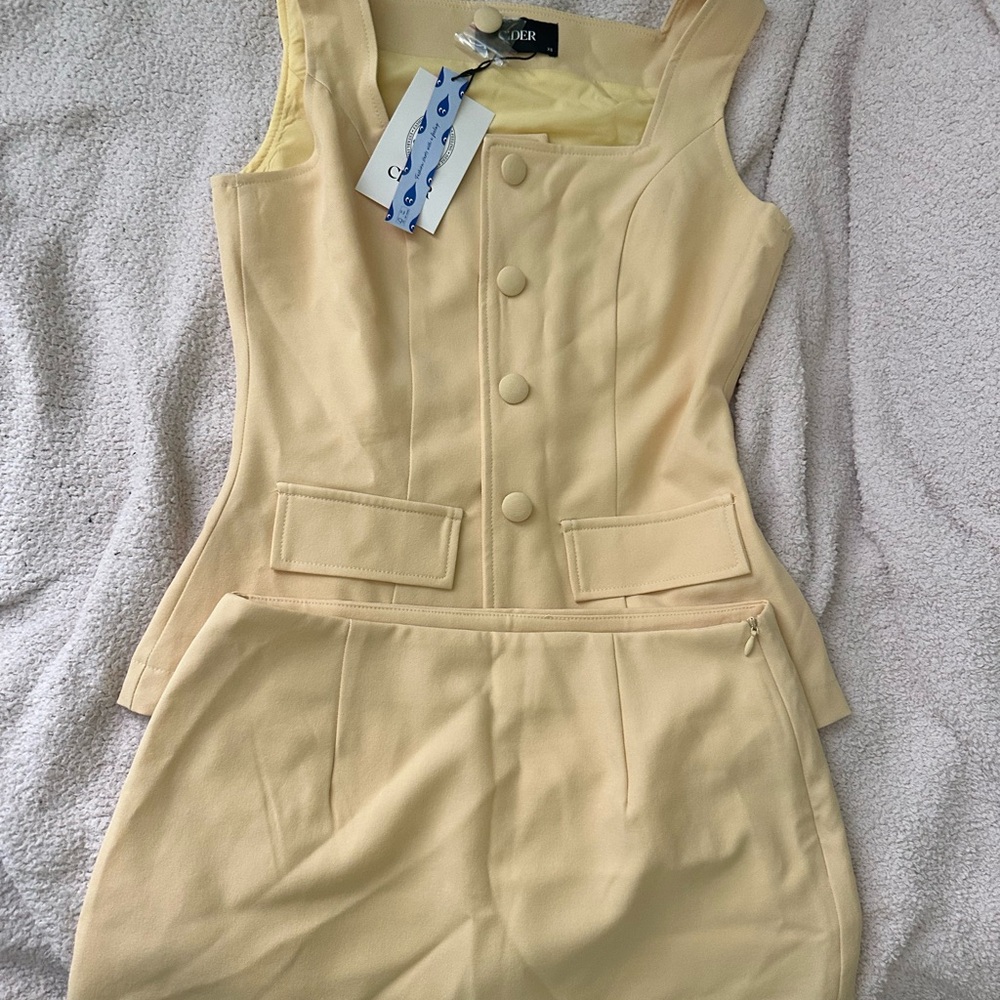 Cider Yellow Button-Front Vest+ Skort
